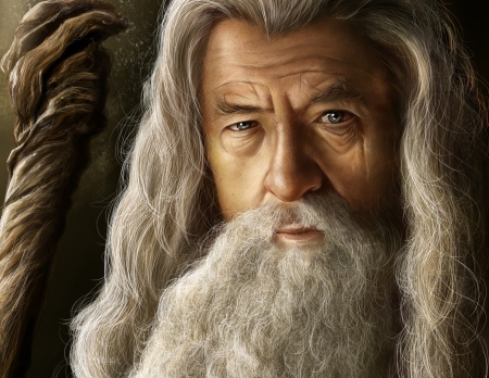 Gandalf - lord of the rings, fantasy, wizard, gandalf, lotr, portrait, face, man