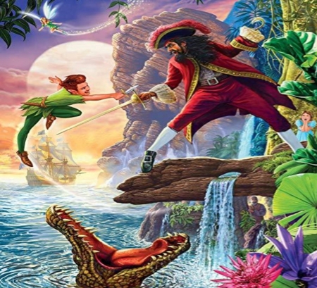 Peter Pan  and Pirates - Peter Pan, Water, Hook, Waterfall, Pirates