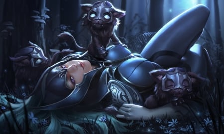 Fantasy girl - moon, dota 2, game, blue, girl, fantasy, fiora beecg, luminos, luna