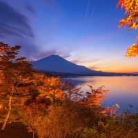 Japanese lake in autumn