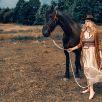 Cowgirl with Horse