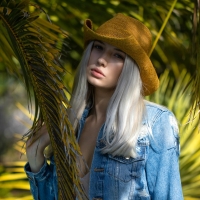 Cowgirl with Platinum Blonde Hair