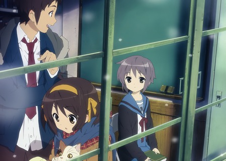 look at the cat - the melancholy of haruhi suzumiya, anime, suzumiya haruhi, wallpaper