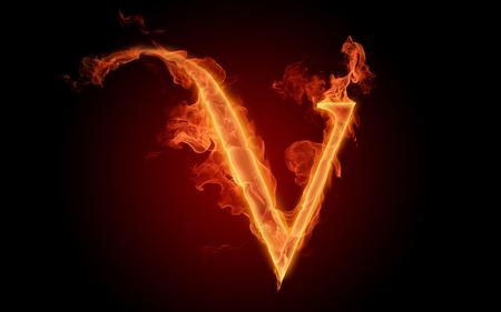 V - letters, fire