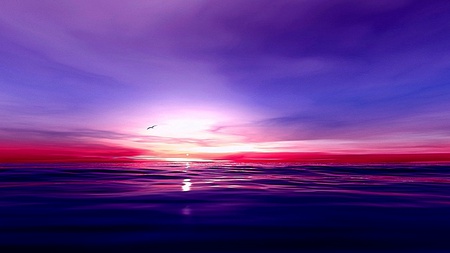 Sea Red Sunset - cool, beauty, awesome, lovely, blue