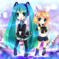 chibi hatsune miku kagamine rin vocaloid