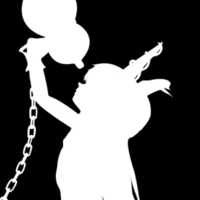 bad apple ibuki suika monochrome silhouette touhou vector