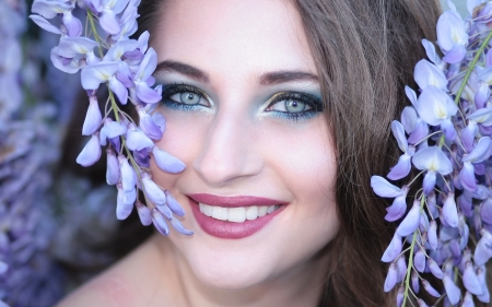 smile - closeup, face, fashion, flowers, makeup, people, smiles
