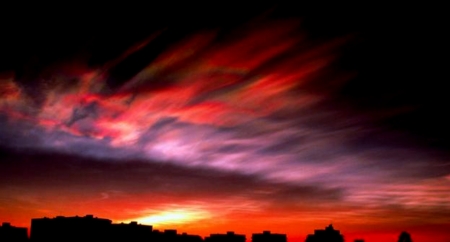 Anacreous Cloud At Sunset - Acacreous, Trees, Cloud, Purple, Red, Sunset