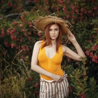 Cowgirl In Bushes . .