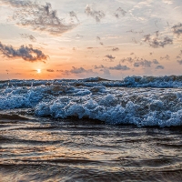 Ocean Waves at Sunset