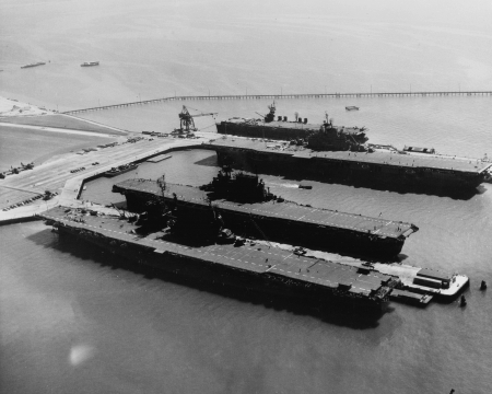 Aircraft Carriers in Port - Alameda California, World War 2, Aircraft Carriers, Navy