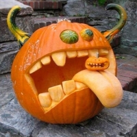 Halloween Pumpkin With A Tongue