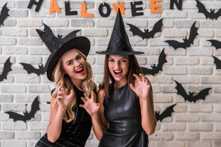 :) - hat, bat, girl, witch, black, woman, model, halloween, card, couple