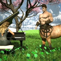 Piano with centaur