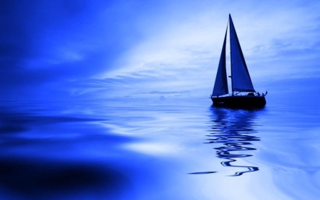 Blue - blue, nice, sea, ship