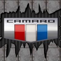 Camaro modern badge logo cracked steel