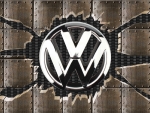 Cracked steel Chrome VW logo