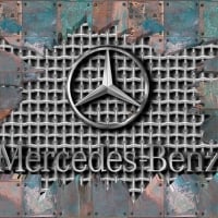 Cracked steel Mercedes Logo