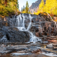 Waterfall with the Autumn Colors