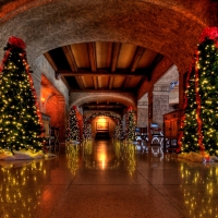 hotel lobby at christmas time