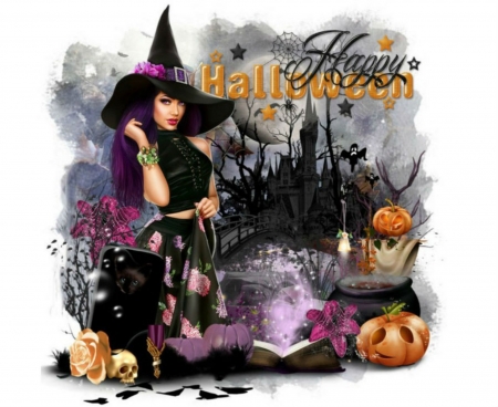 HALLOWEEN - female, halloween, hat, witch