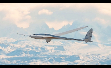 Perlan 2 at Altitude - Airplane, Andes, Mountains, Glider, Clouds