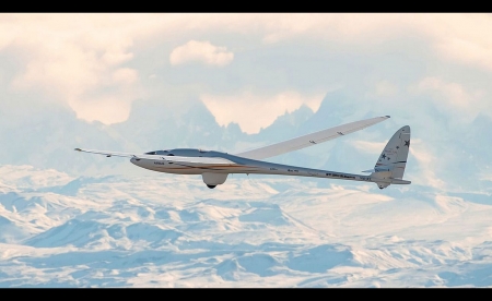 Perlan 2 at Altitude - Mountains, Airplane, Clouds, Glider, Andes