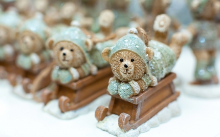 Christmas decorations - blue, brown, bear, craciun, sleight, christmas, deco, figurine