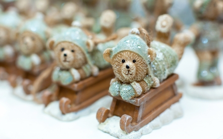 Christmas decorations - christmas, bear, craciun, blue, deco, brown, figurine, sleight