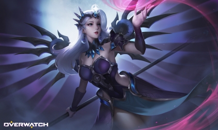 Fantasy girl - blue, pink, frumusete, fantasy, overwatch, luminos, girl, starry hp
