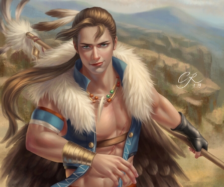 Warrior - crystalrain, fur, crystalrain272, fantasy, man, luminos, warrior