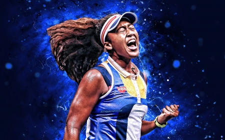 Naomi Osaka - blue, osaka, japan, tennis, girl, sport, wta, naomi, naomi osaka