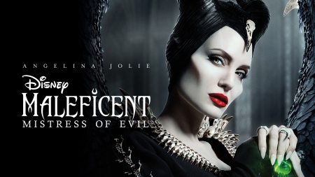 Maleficent: Mistress of Evil (2019) - black, mistress of evil, poster, disney, girl, actress, maleficent, fairy, fantasy, Angelina Jolie, movie, face