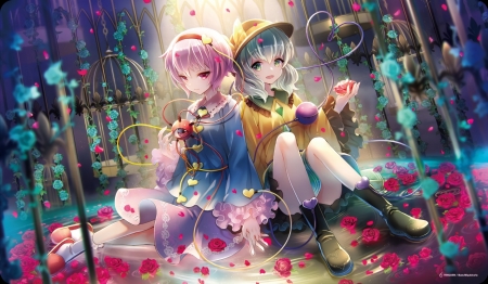 Touhou - blue, pink, anime, miyuki ruria, touhou, couple, girl, manga