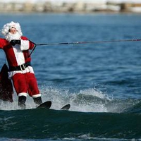 Waterskiing Santa