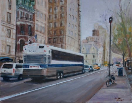 The Bus in NYC - cityscapes, oils