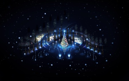 FESTIVE SEASON - frosty, trees, stars, christmas, sparks