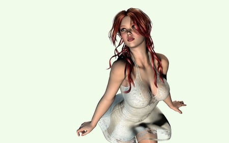 3D GIRL IN WHITE - white, babe, lovely, sweet, 3d, dress