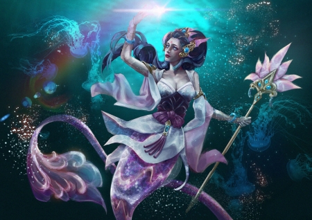 Nami - blue, nami, mermaid, lo, gir, fantasy, pauline a k, water