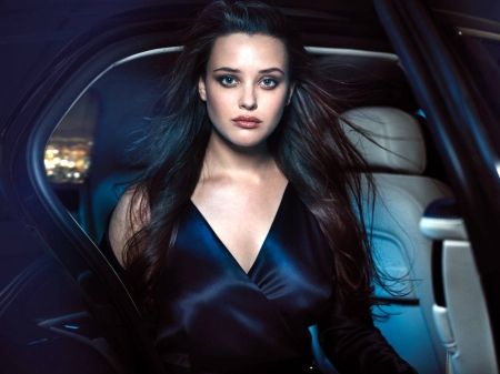 Katherine Langford - 2019, actress, australian, automobile, beautiful, car, dress, hot, interior, katherine, katherine langford, langford, model, wallpaper
