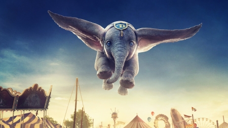 Dumbo 2019 - fantasy, poster, elephant, flying, movie, dumbo, disney, circus