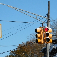 Snow Covered Traffic Light