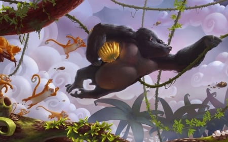 Banana split - szymon biernacki, fantasy, funny, maimuta, jungle, banana, monkey, gorilla