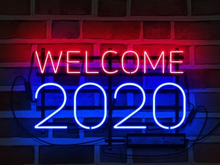 Happy New Year! - blue, 2020, christmas, welcome, craciun, new year, red, word, card