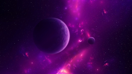 purple planets in space