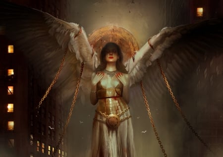 Angel - frumusete, fantasy, wings, girl, bastien lecouffe deharme, angel, art, luminos