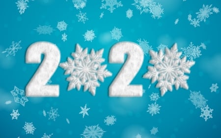 Happy New Year! - christmas, white, craciun, snowflake, blue, new year, 2020, card