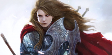 Warrior girl - jake moon, fantasy, luminos, knight, girl, warrior, armor