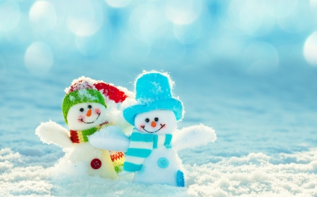 ♥ - snowman, winter, blue, christmas, white, craciun, iarna, cute, couple